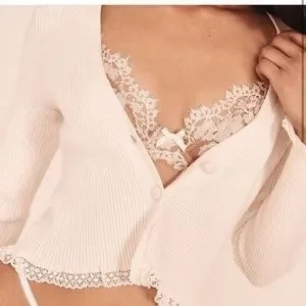 NWT For Love of Lemons White Nina Cardigan